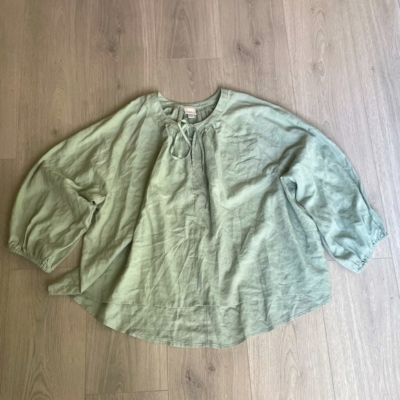 Light Sage Green Long Sleeve Blouse Top - Picture 6 of 11